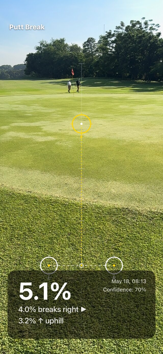 Putt Break reading a 5.1% slope on a real putting green